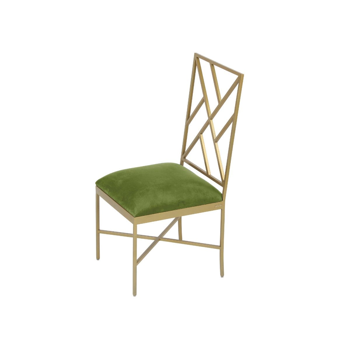 Verve Green Velvet Fabric Metal Dining Chair In Gold Finish