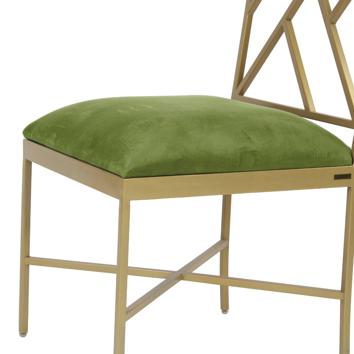 Verve Green Velvet Fabric Metal Dining Chair In Gold Finish