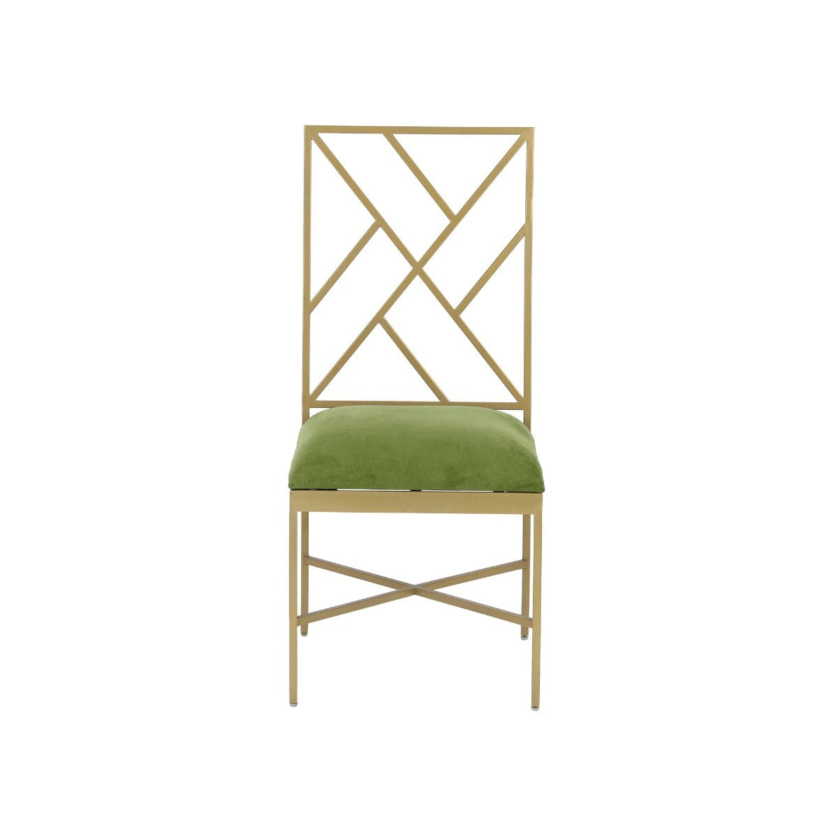 Verve Green Velvet Fabric Metal Dining Chair In Gold Finish