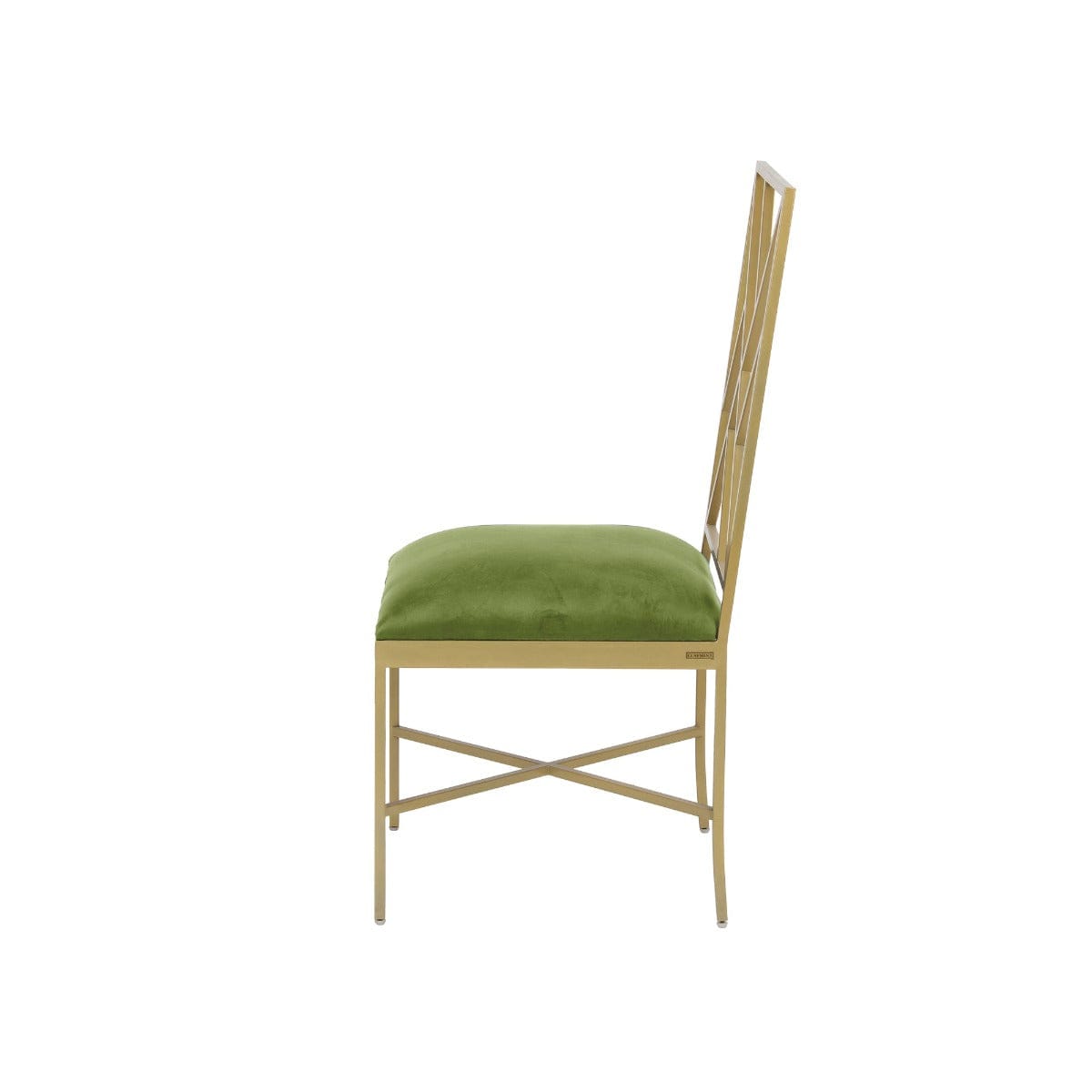 Verve Green Velvet Fabric Metal Dining Chair In Gold Finish