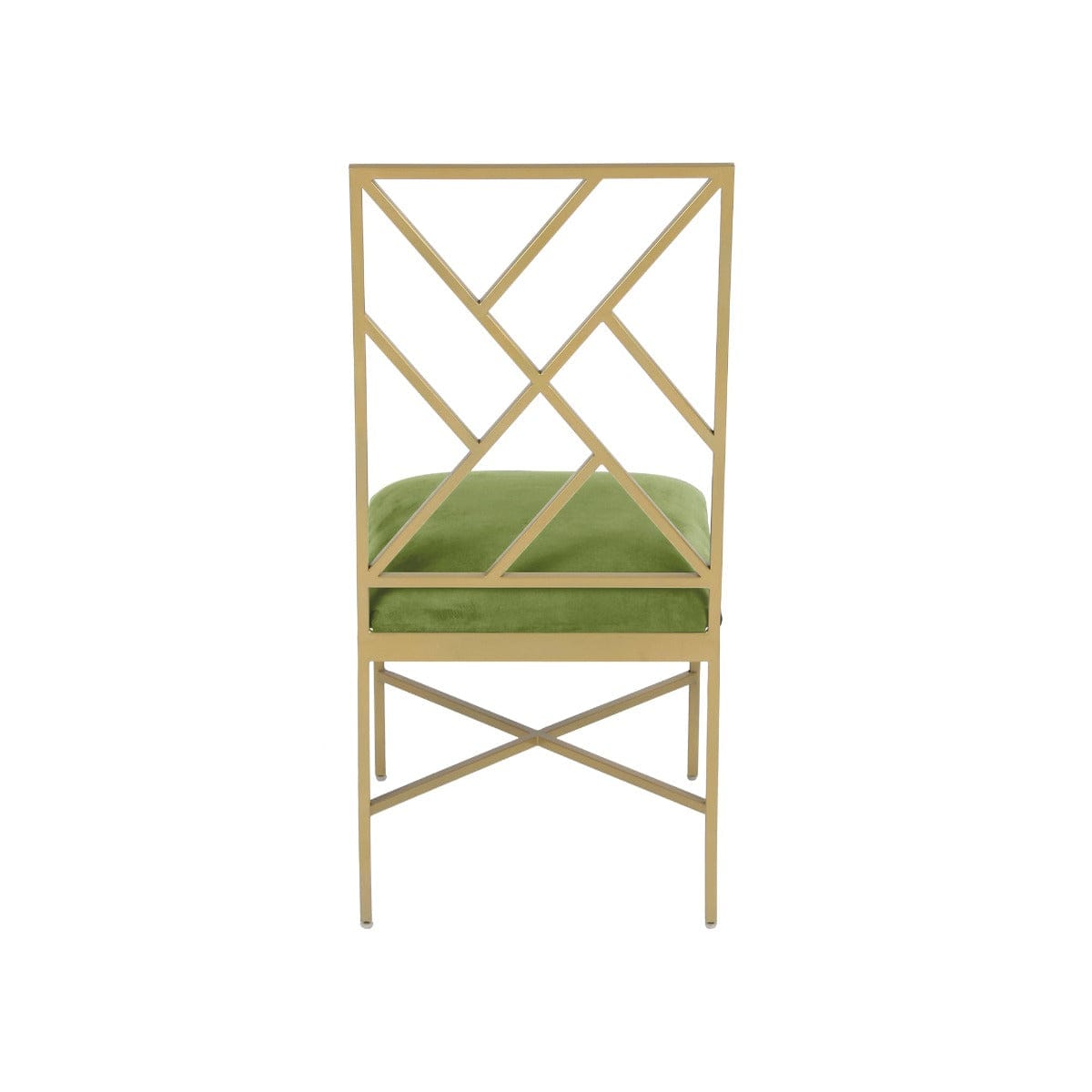 Verve Green Velvet Fabric Metal Dining Chair In Gold Finish