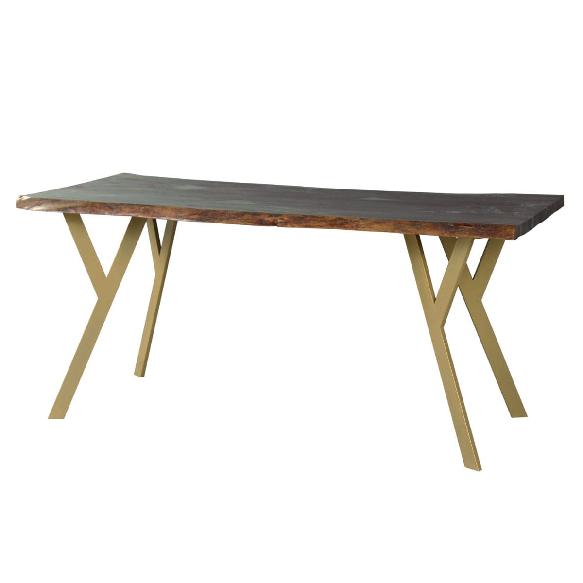 Harmony 6 Seater Wooden Dining Table In Gold Finish