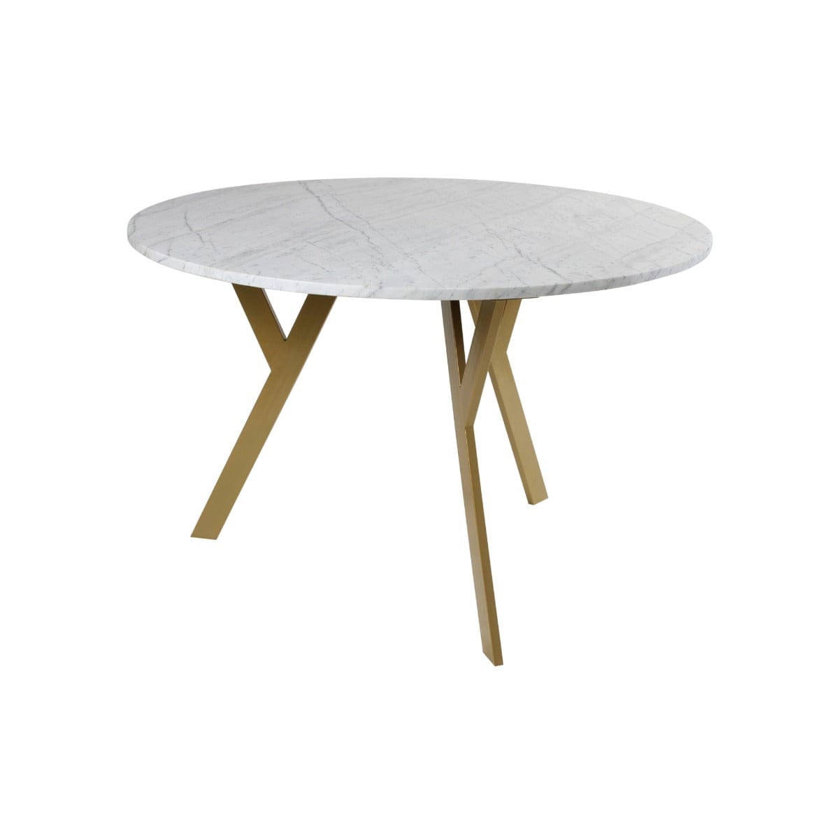 Harmony 4 Seater Round Marble Dining Table In Gold Finish