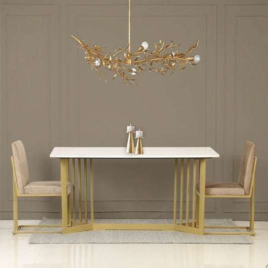 Horizon 6 Seater Marble Dining Table In Gold Finish