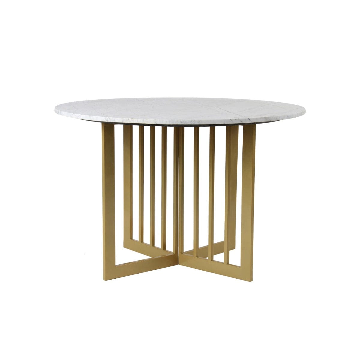 Horizon 4 Seater Round Marble Dining Table In Gold Finish