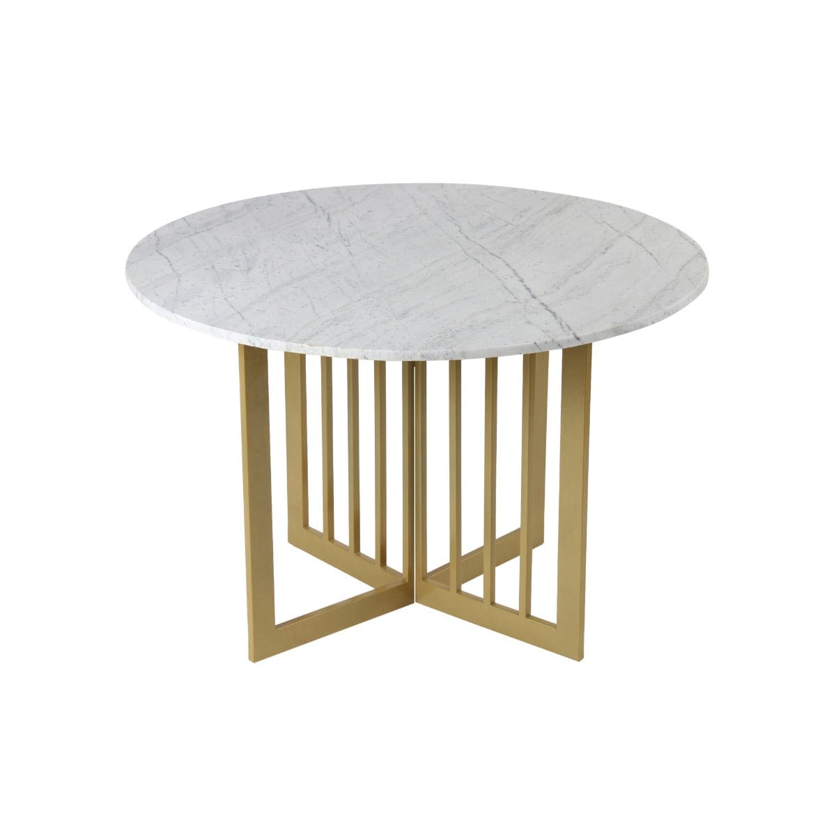 Horizon 4 Seater Round Marble Dining Table In Gold Finish