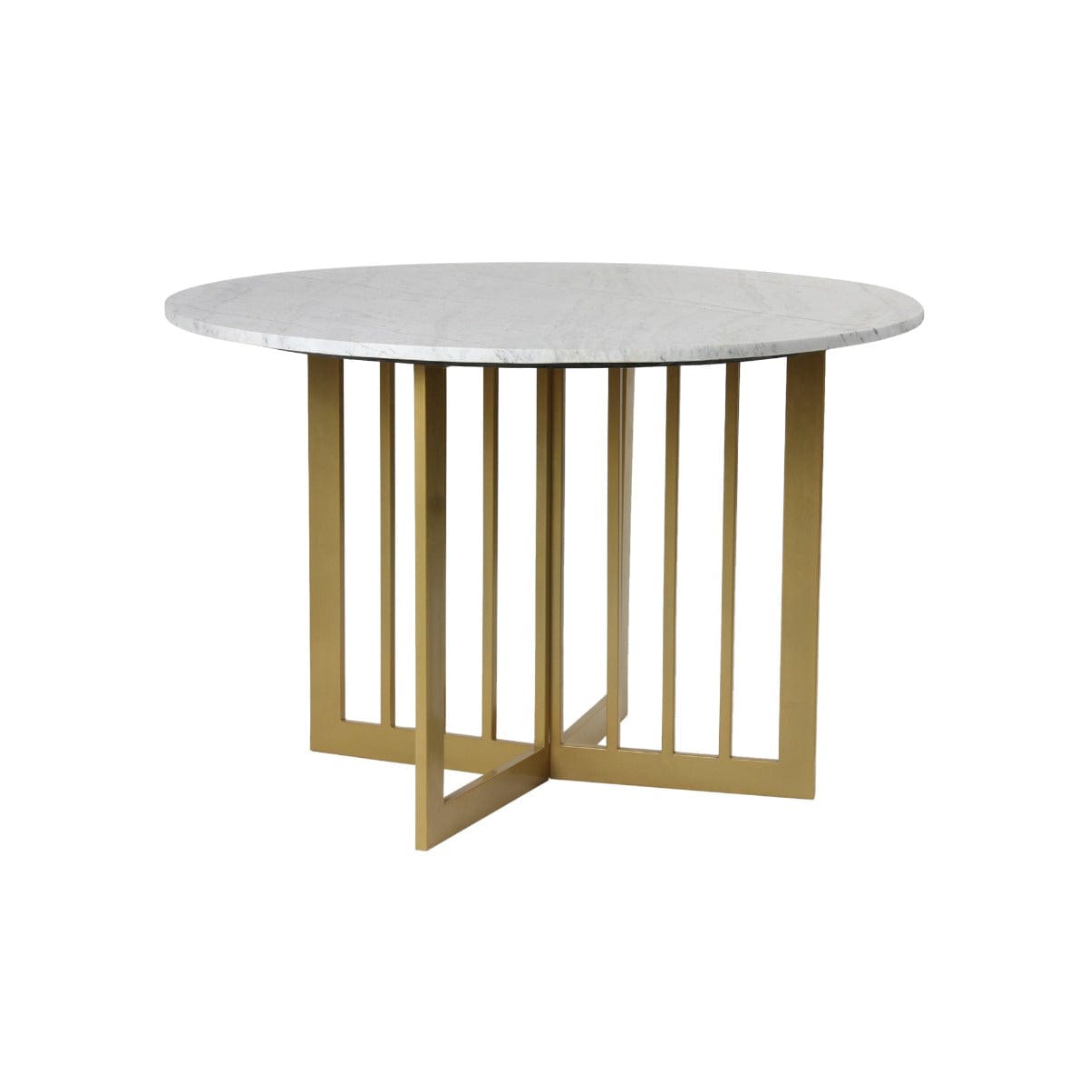 Horizon 4 Seater Round Marble Dining Table In Gold Finish