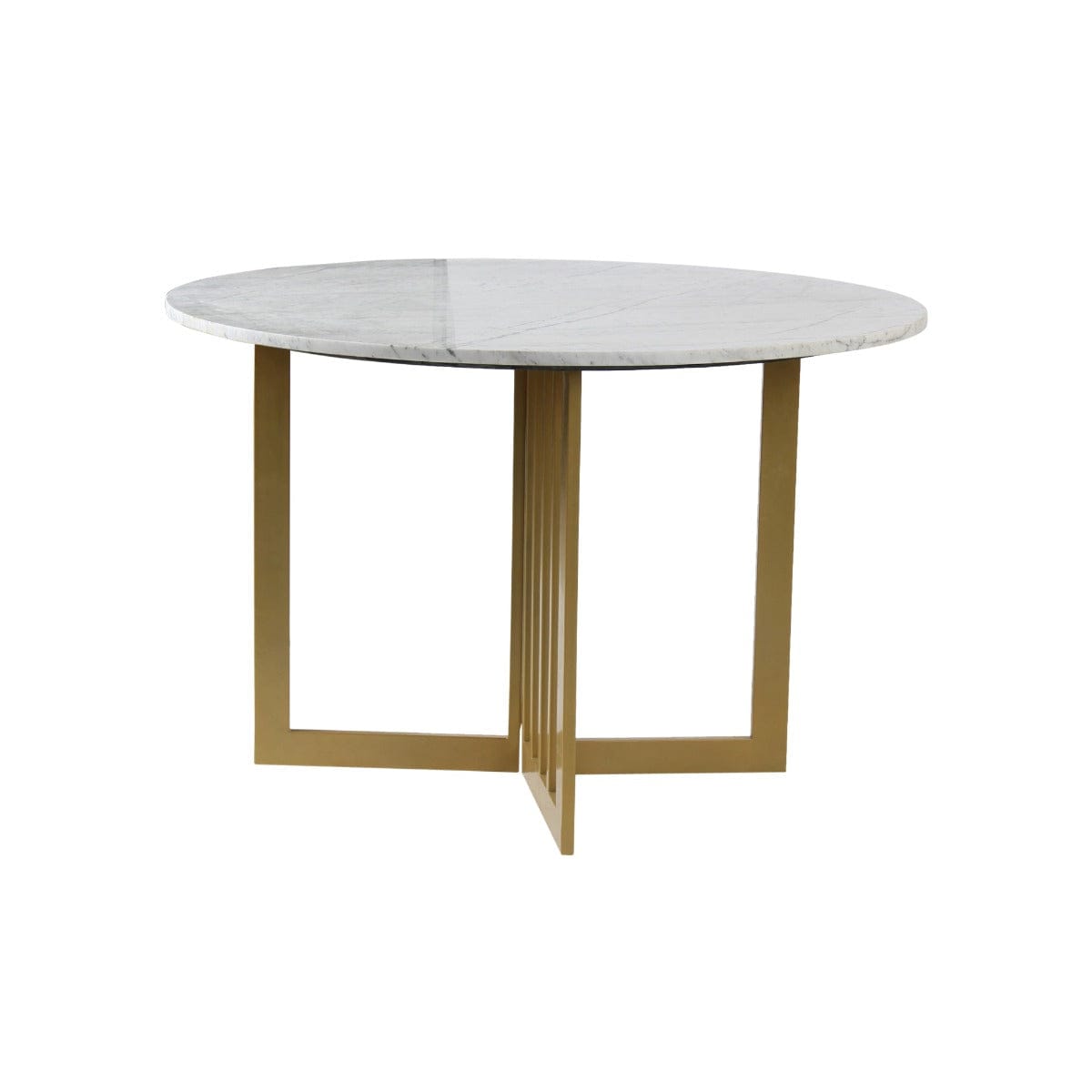 Horizon 4 Seater Round Marble Dining Table In Gold Finish