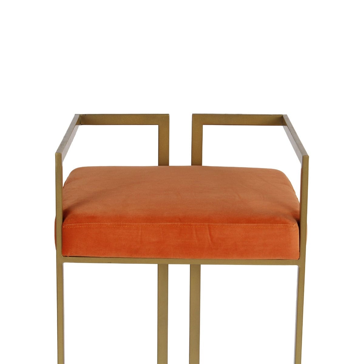 Gleam Orange Velvet Fabric Metal Bar Chair In Gold Finish