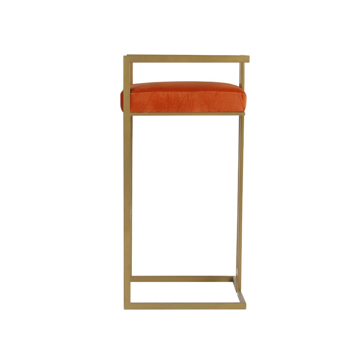 Gleam Orange Velvet Fabric Metal Bar Chair In Gold Finish