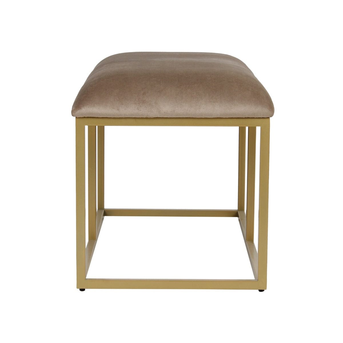 Finley Beige Velvet Fabric Metal Bench In Gold Finish