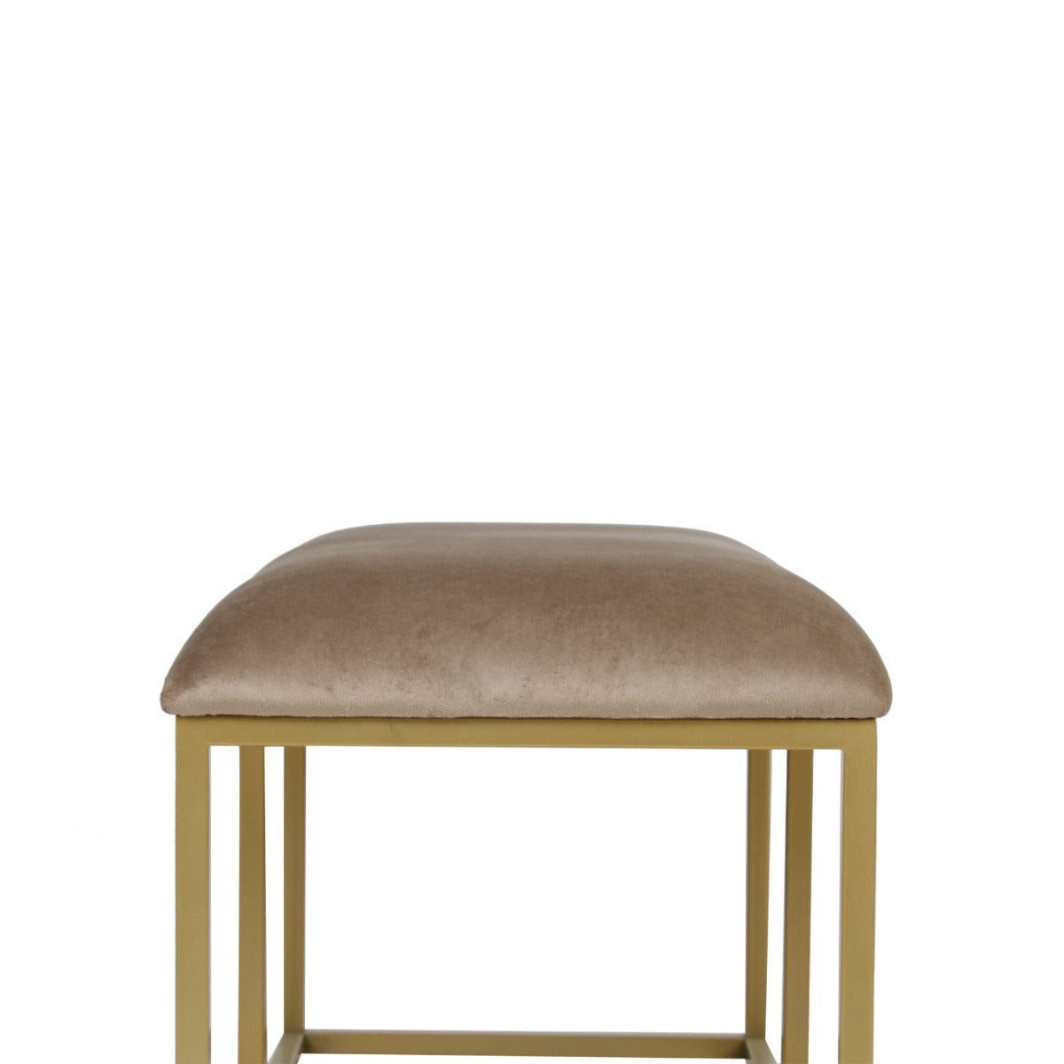 Finley Beige Velvet Fabric Metal Bench In Gold Finish