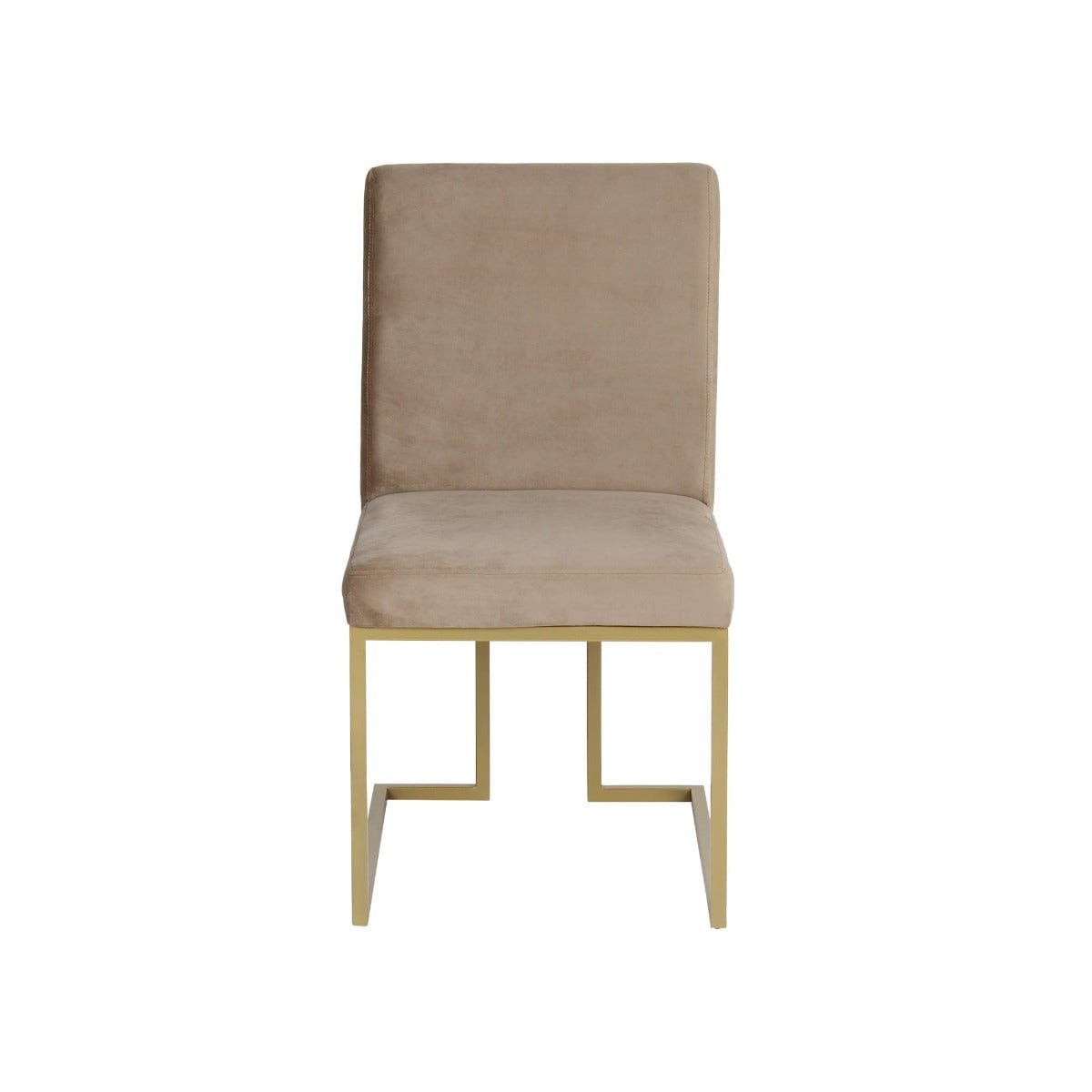 Aura Beige Velvet Fabric Dining Metal Chair In Gold Finish