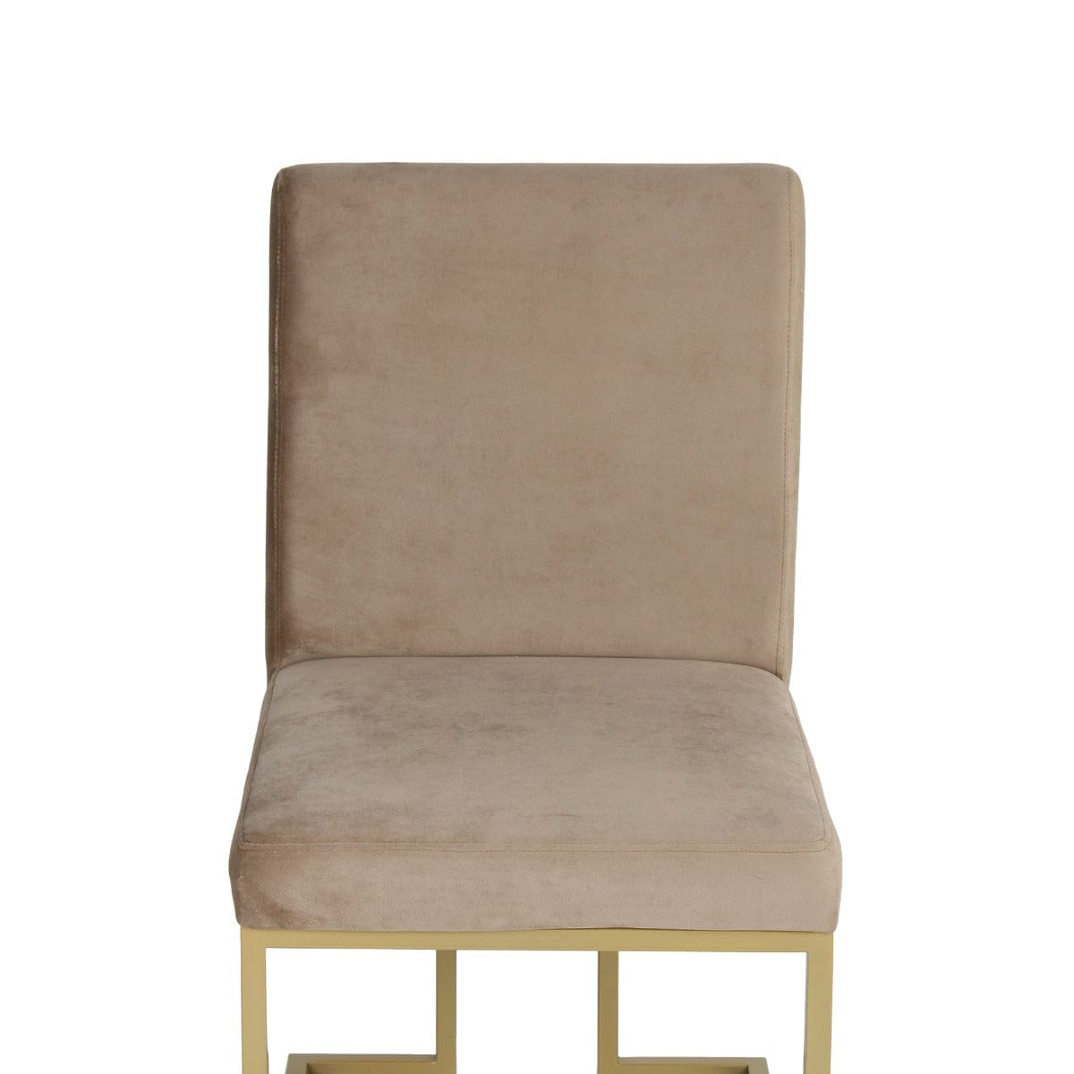 Aura Beige Velvet Fabric Dining Metal Chair In Gold Finish