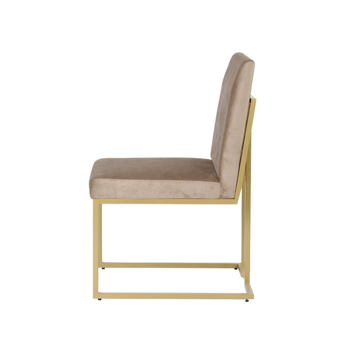 Aura Beige Velvet Fabric Dining Metal Chair In Gold Finish