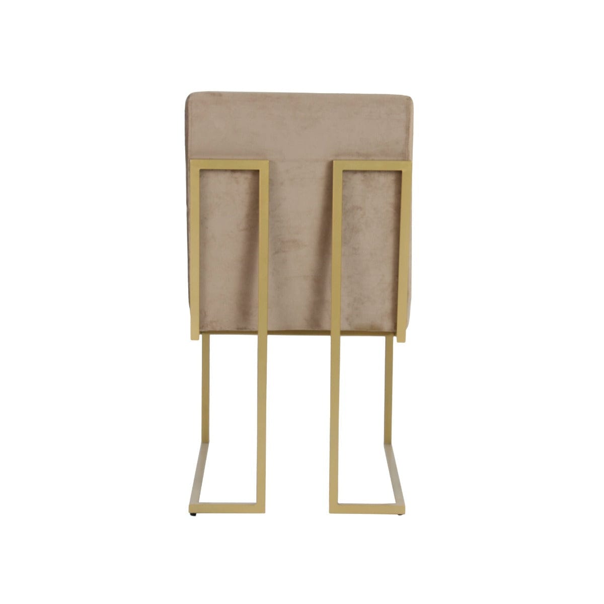 Aura Beige Velvet Fabric Dining Metal Chair In Gold Finish