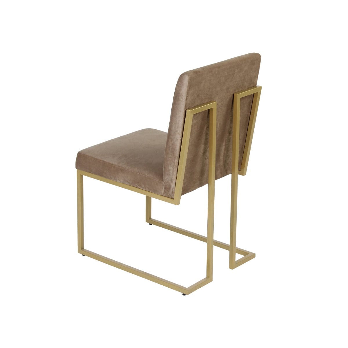 Aura Beige Velvet Fabric Dining Metal Chair In Gold Finish