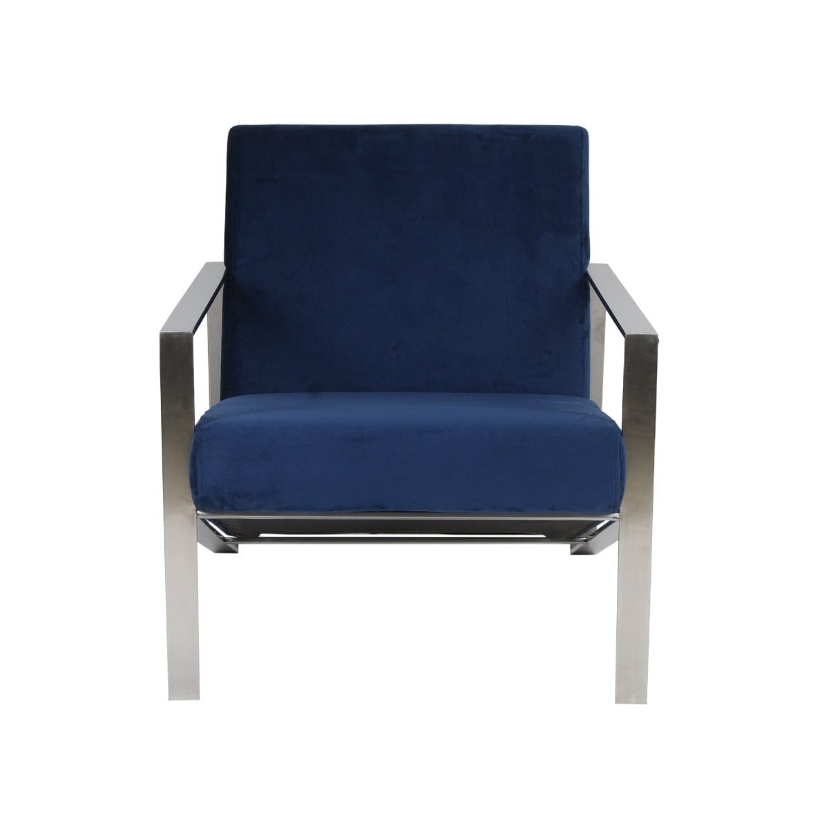 Mystique Medley Stainless Steel Lounge Chair With Blue Velvet Fabric