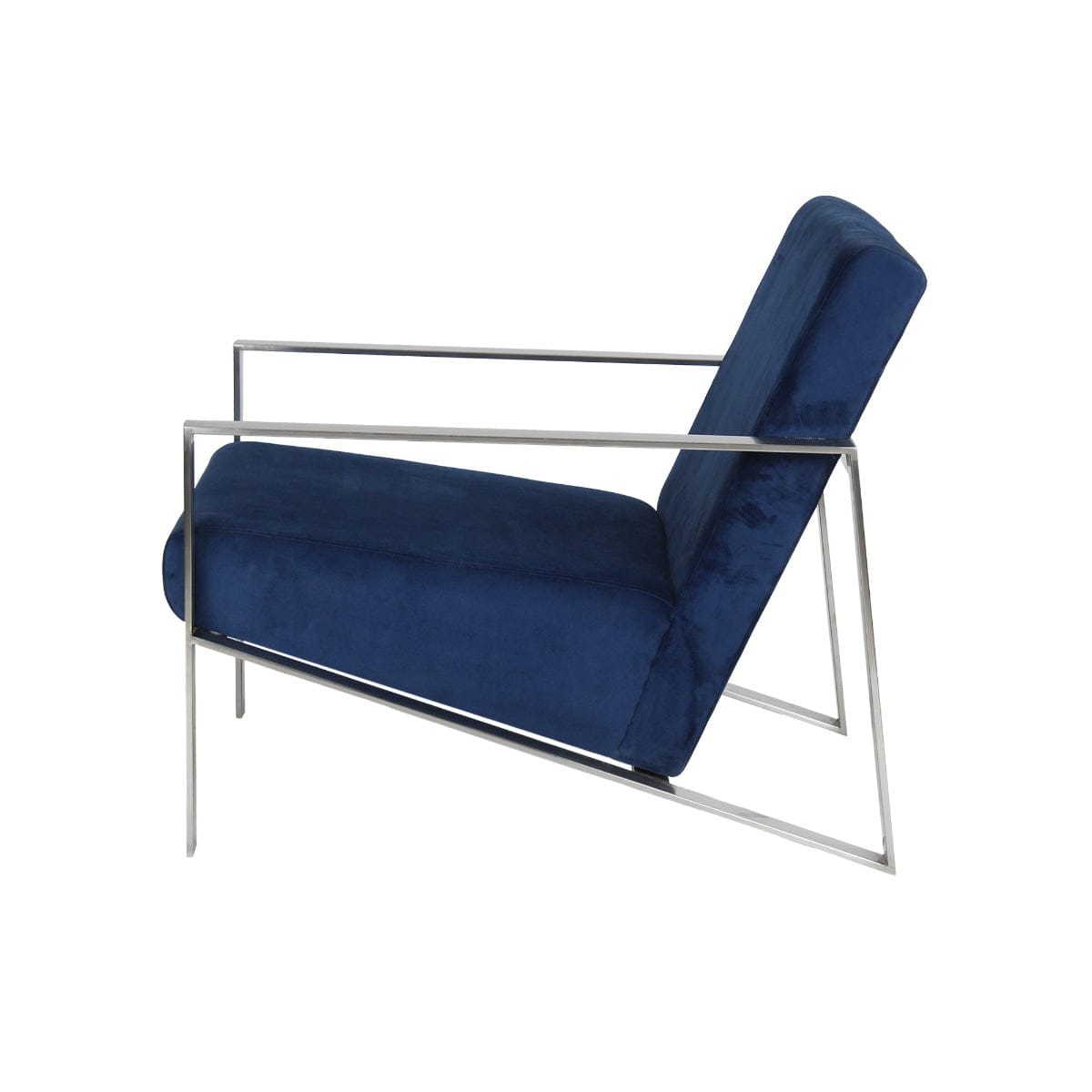 Mystique Medley Stainless Steel Lounge Chair With Blue Velvet Fabric