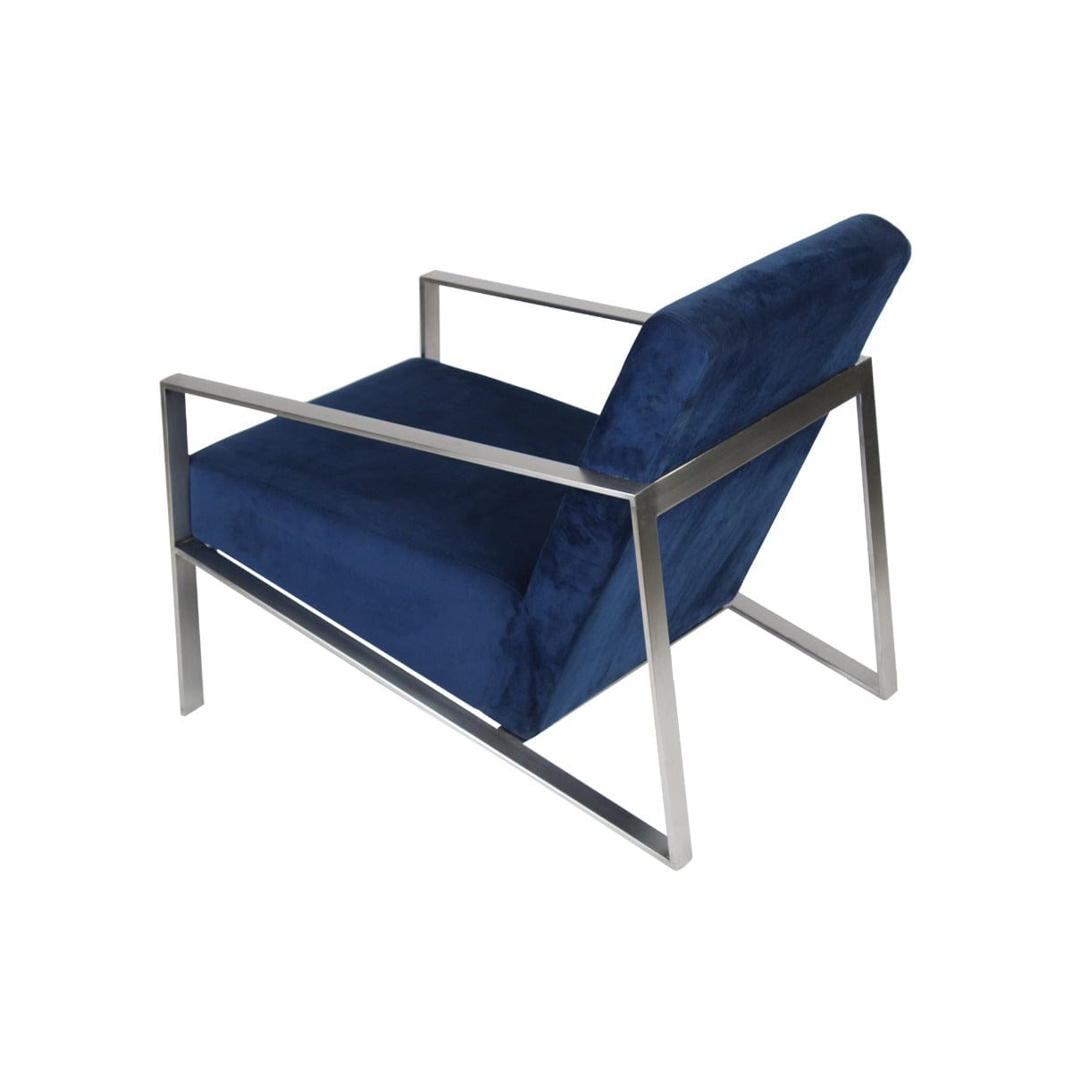 Mystique Medley Stainless Steel Lounge Chair With Blue Velvet Fabric