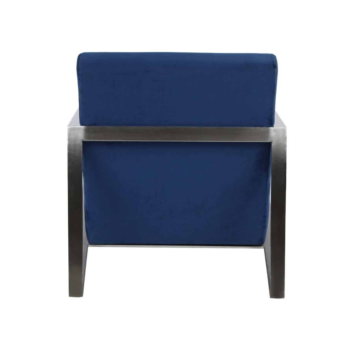 Mystique Medley Stainless Steel Lounge Chair With Blue Velvet Fabric