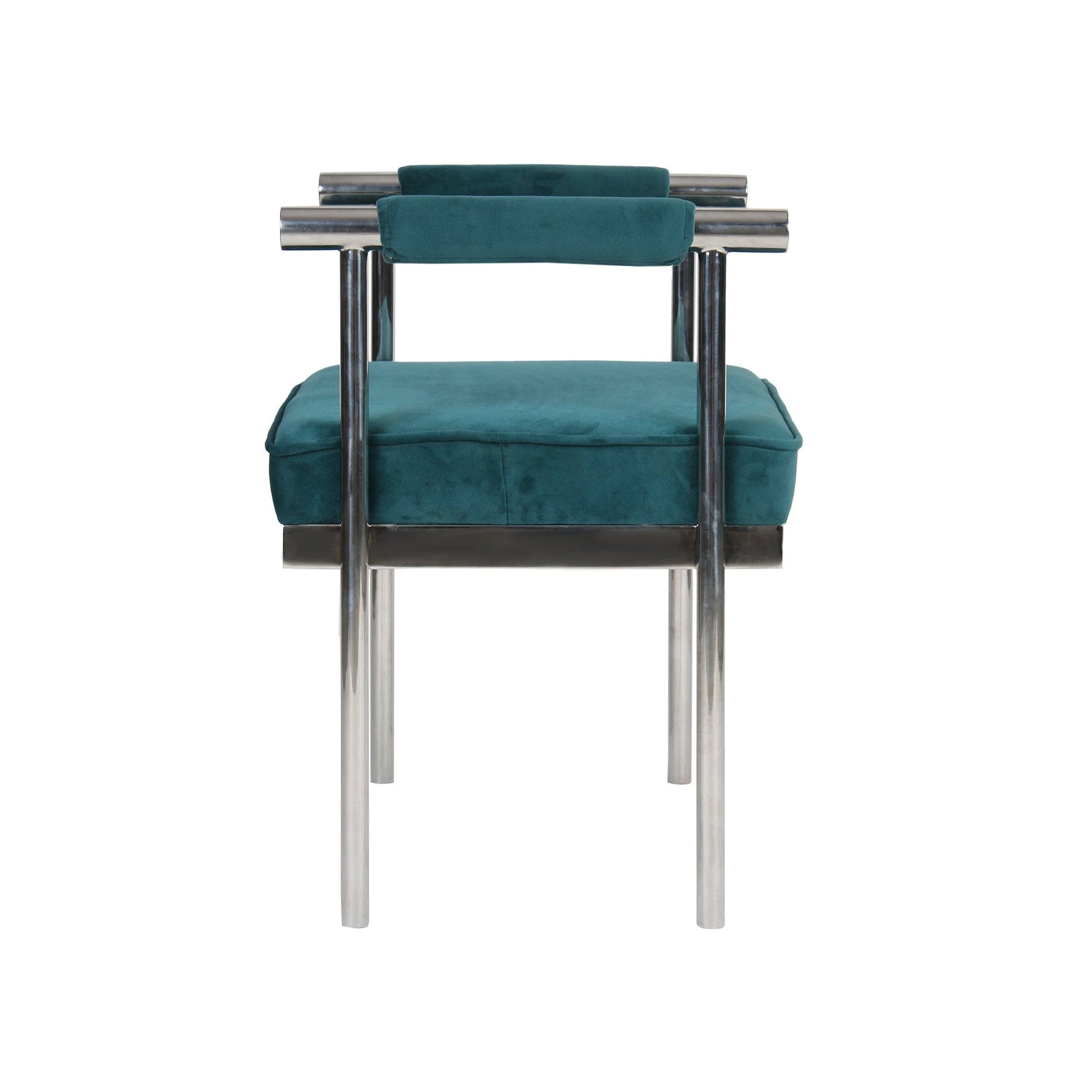 Mirage Stainless Steel Ottoman With Teal Velvet Fabric