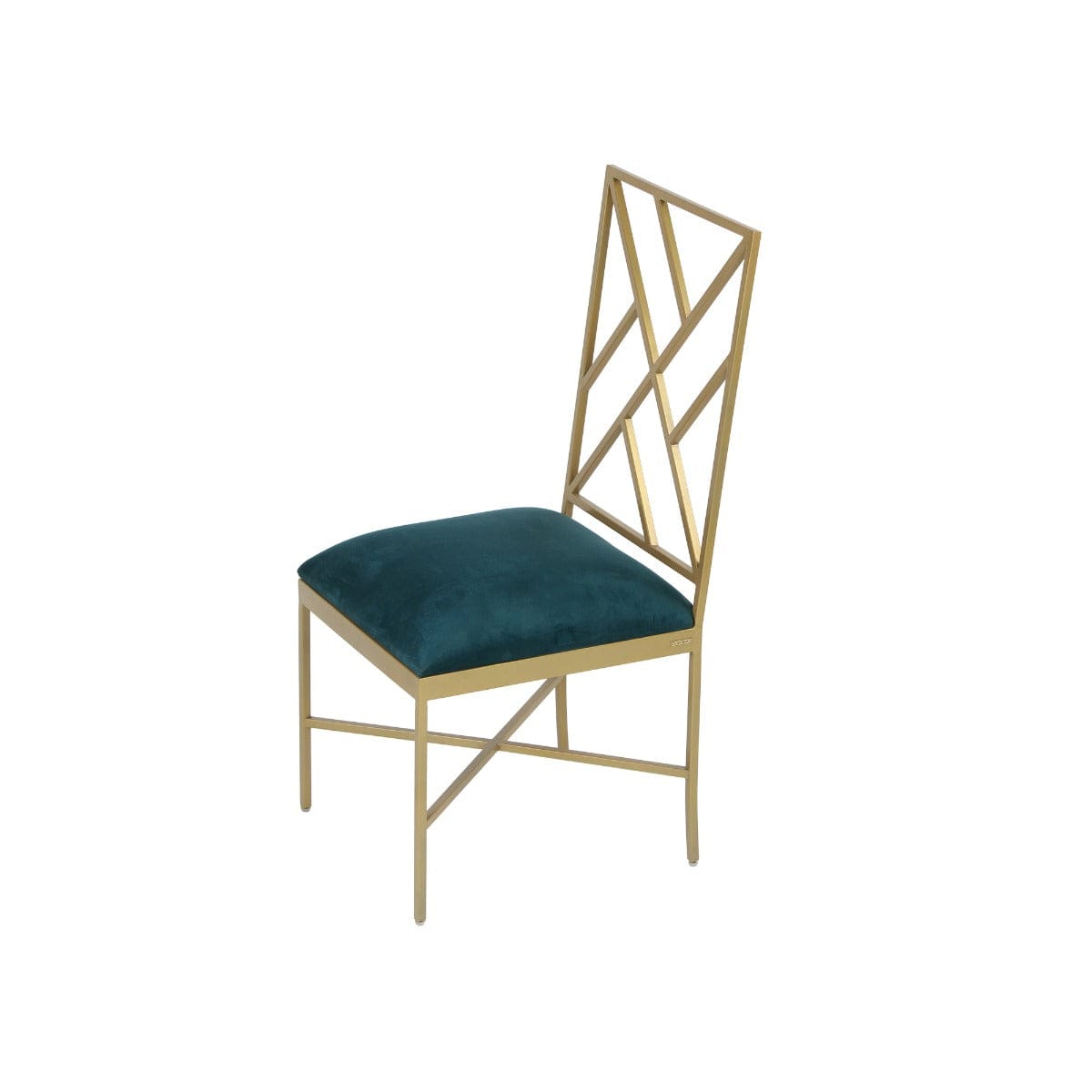 Verve Teal Velvet Fabric Dining Chair In Gold Finish