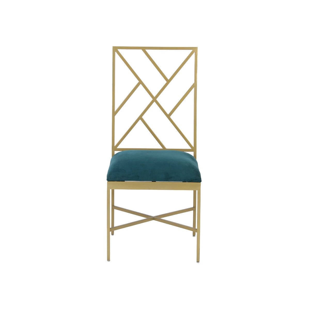 Verve Teal Velvet Fabric Dining Chair In Gold Finish