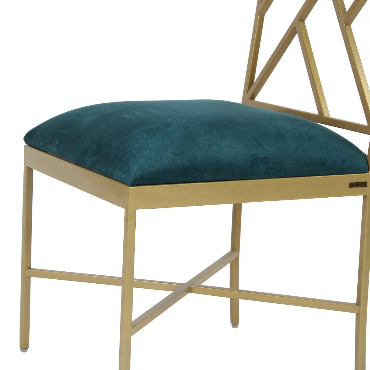 Verve Teal Velvet Fabric Dining Chair In Gold Finish