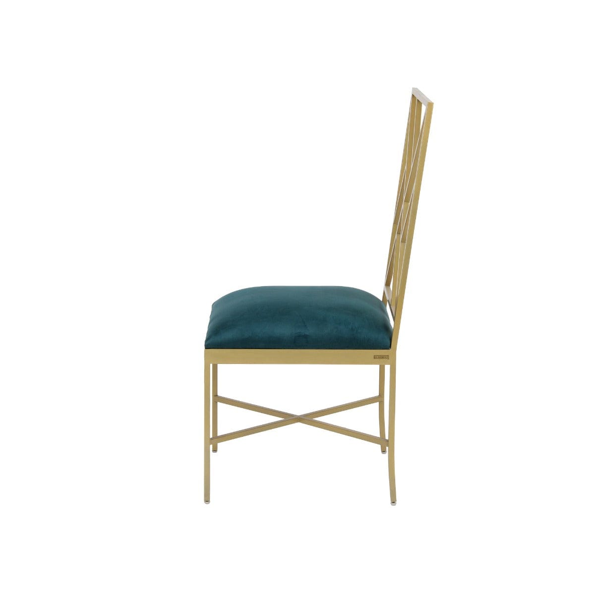 Verve Teal Velvet Fabric Dining Chair In Gold Finish