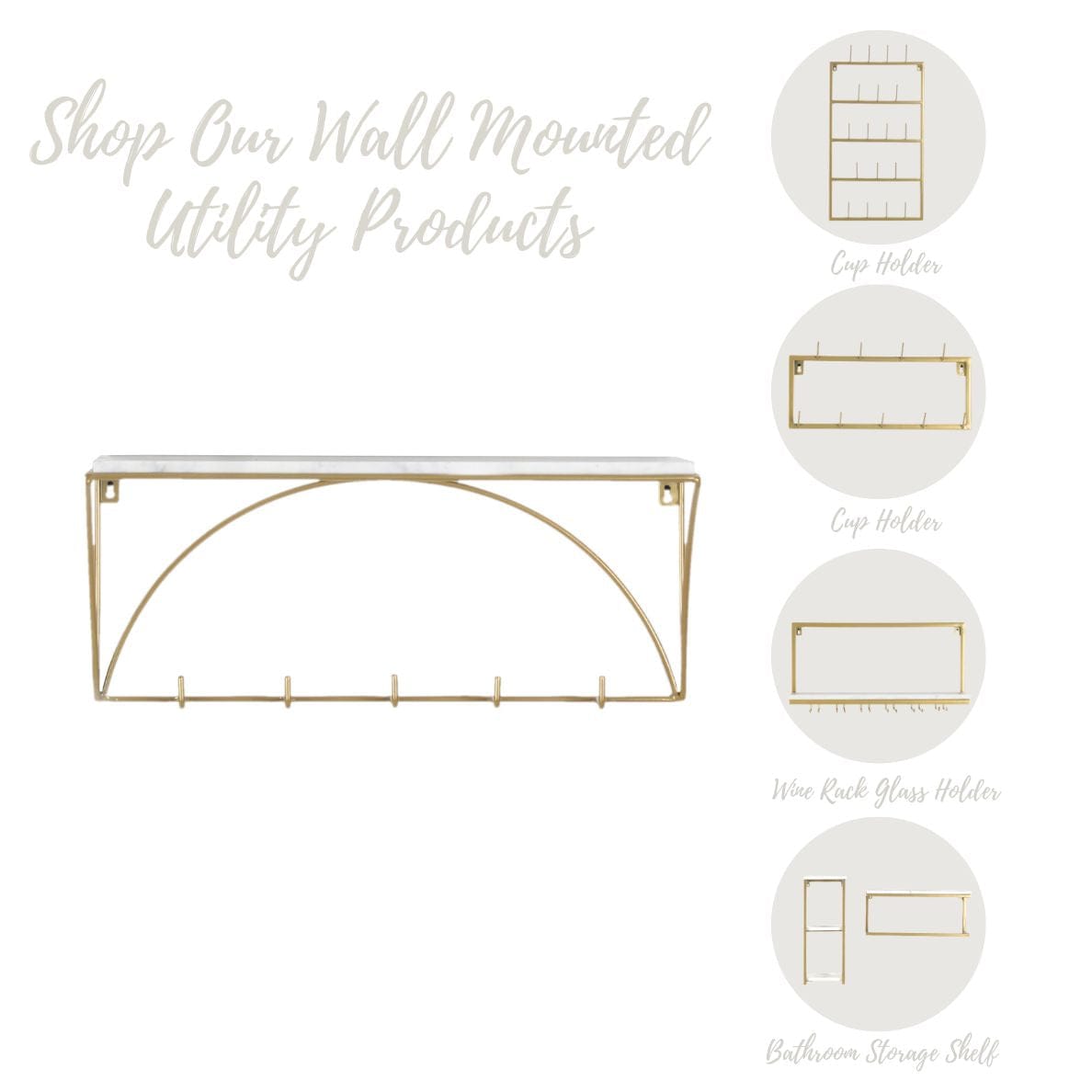 Sky Shelf Golden Powder Coated Wall Shelves for Living Room