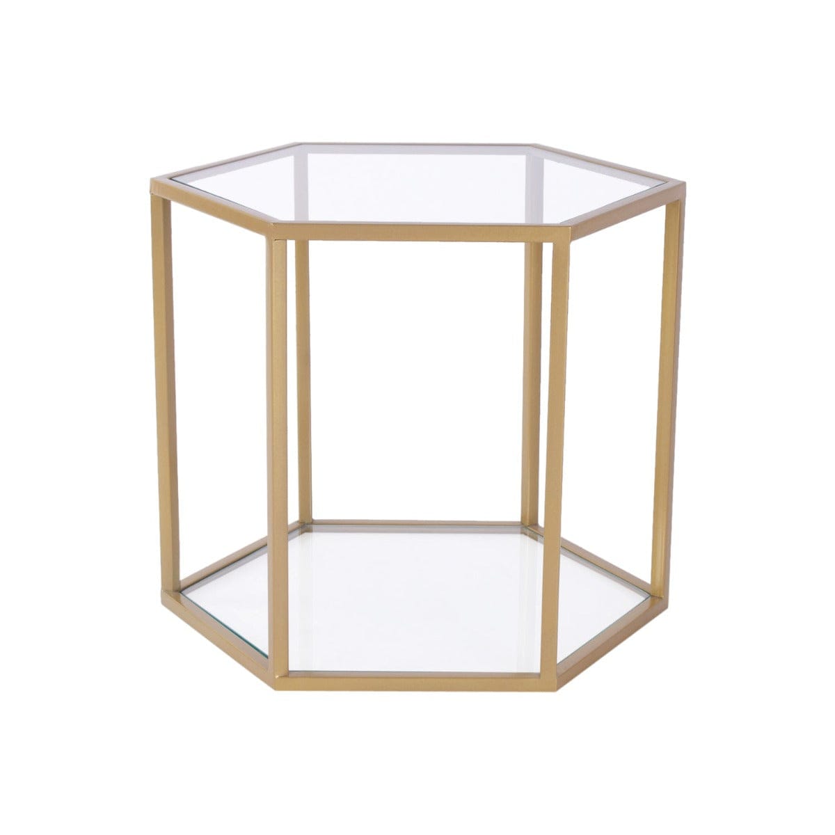 Zenith Glass Side Or End Table In Gold Finish