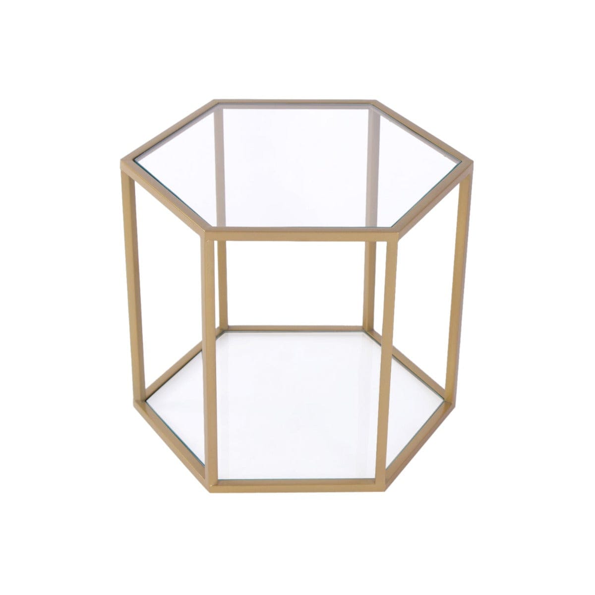 Zenith Glass Side Or End Table In Gold Finish