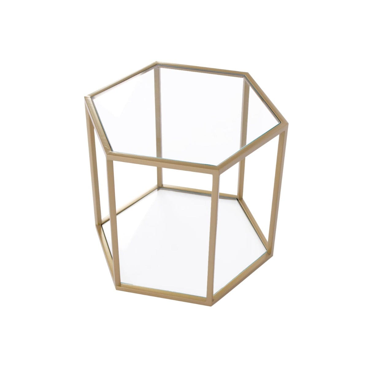 Zenith Glass Side Or End Table In Gold Finish