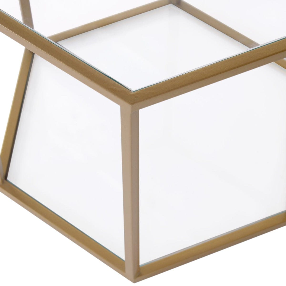 Zenith Glass Side Or End Table In Gold Finish