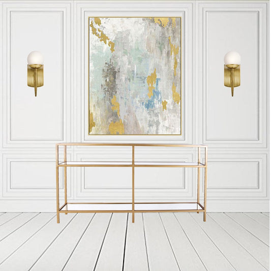 Pulse Glass Console Table In Gold Finish