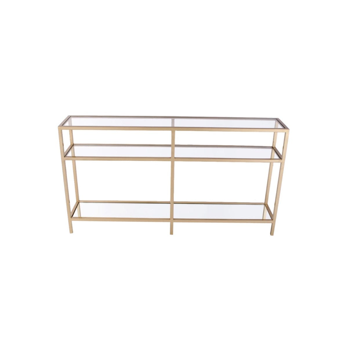 Pulse Glass Console Table In Gold Finish