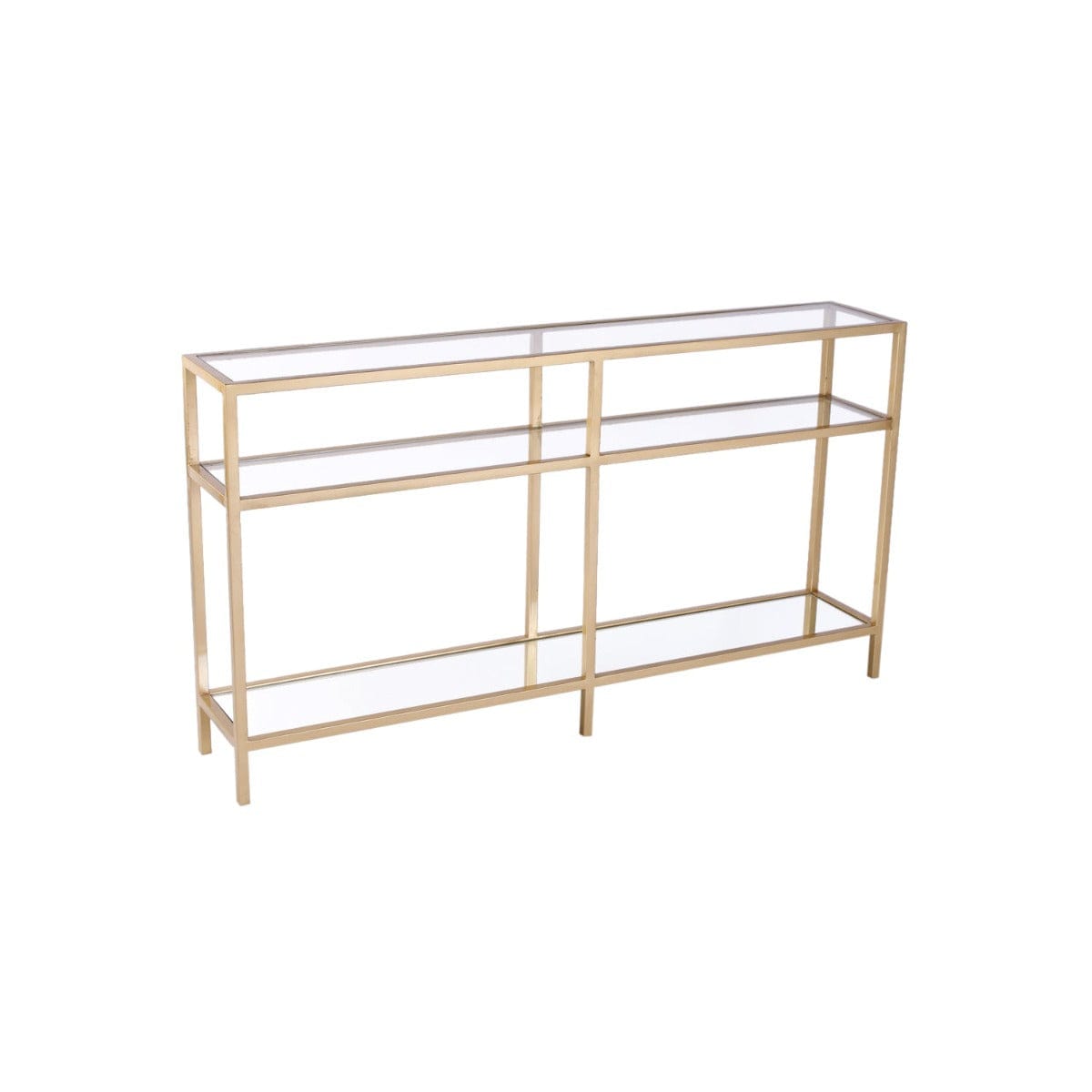 Pulse Glass Console Table In Gold Finish