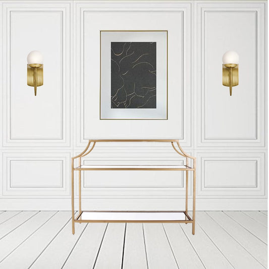 Vortex Glass Console Table In Gold Finish