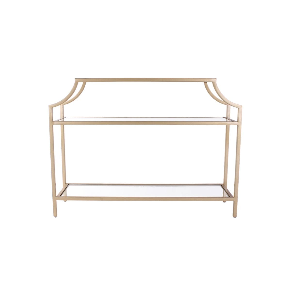 Vortex Glass Console Table In Gold Finish