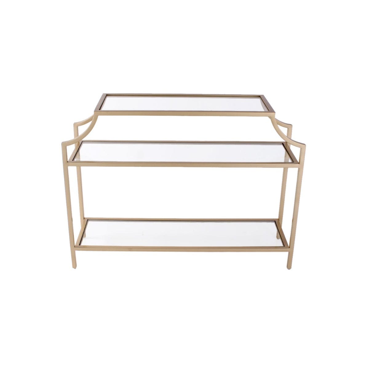 Vortex Glass Console Table In Gold Finish