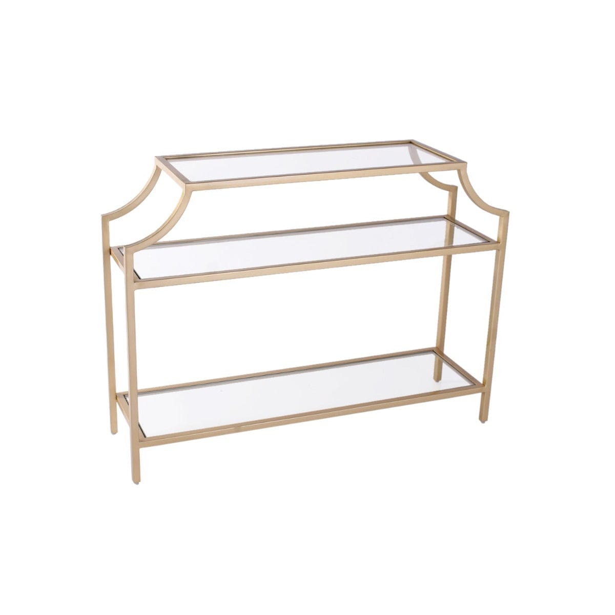 Vortex Glass Console Table In Gold Finish