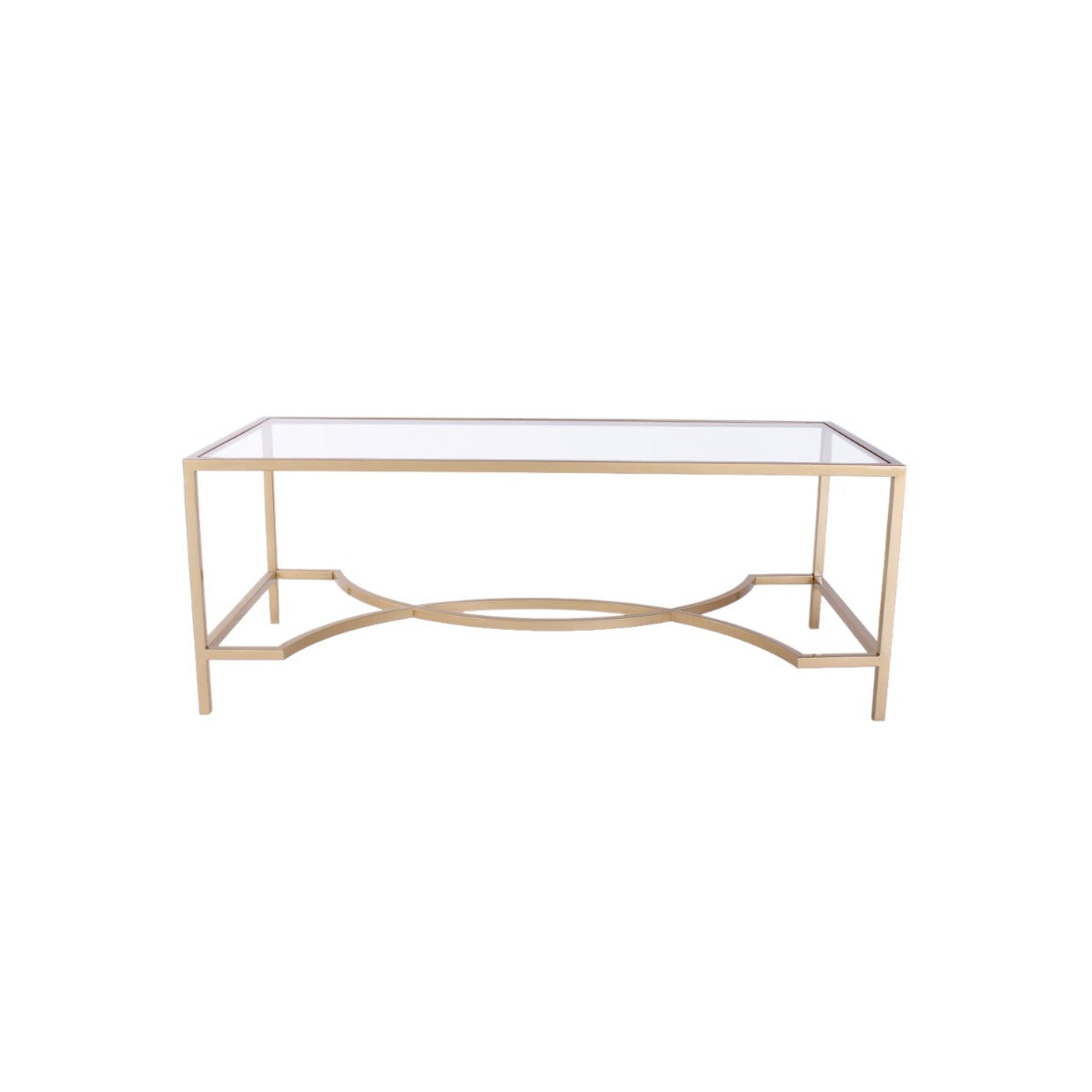 Crema Coffee Glass Coffee Table In Gold Finish