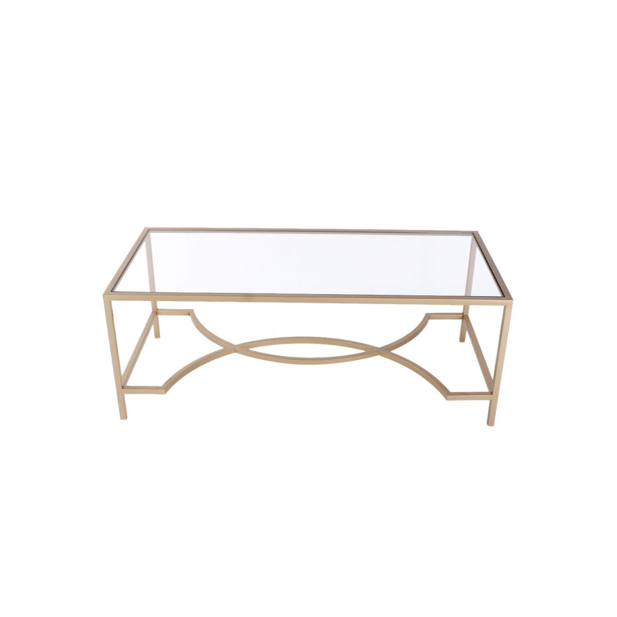 Crema Coffee Glass Coffee Table In Gold Finish