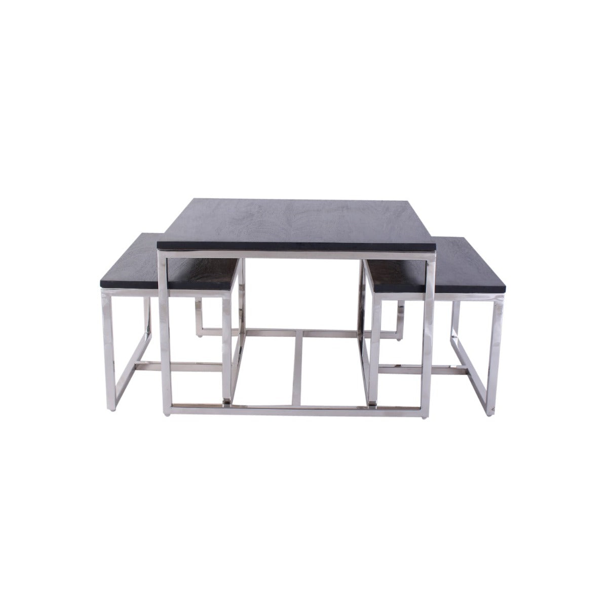 Roast Nesting Coffee Table In Chrome Finish (Set Of 3)