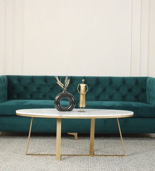 Barista Bench Marble Coffee Table In Gold Finish