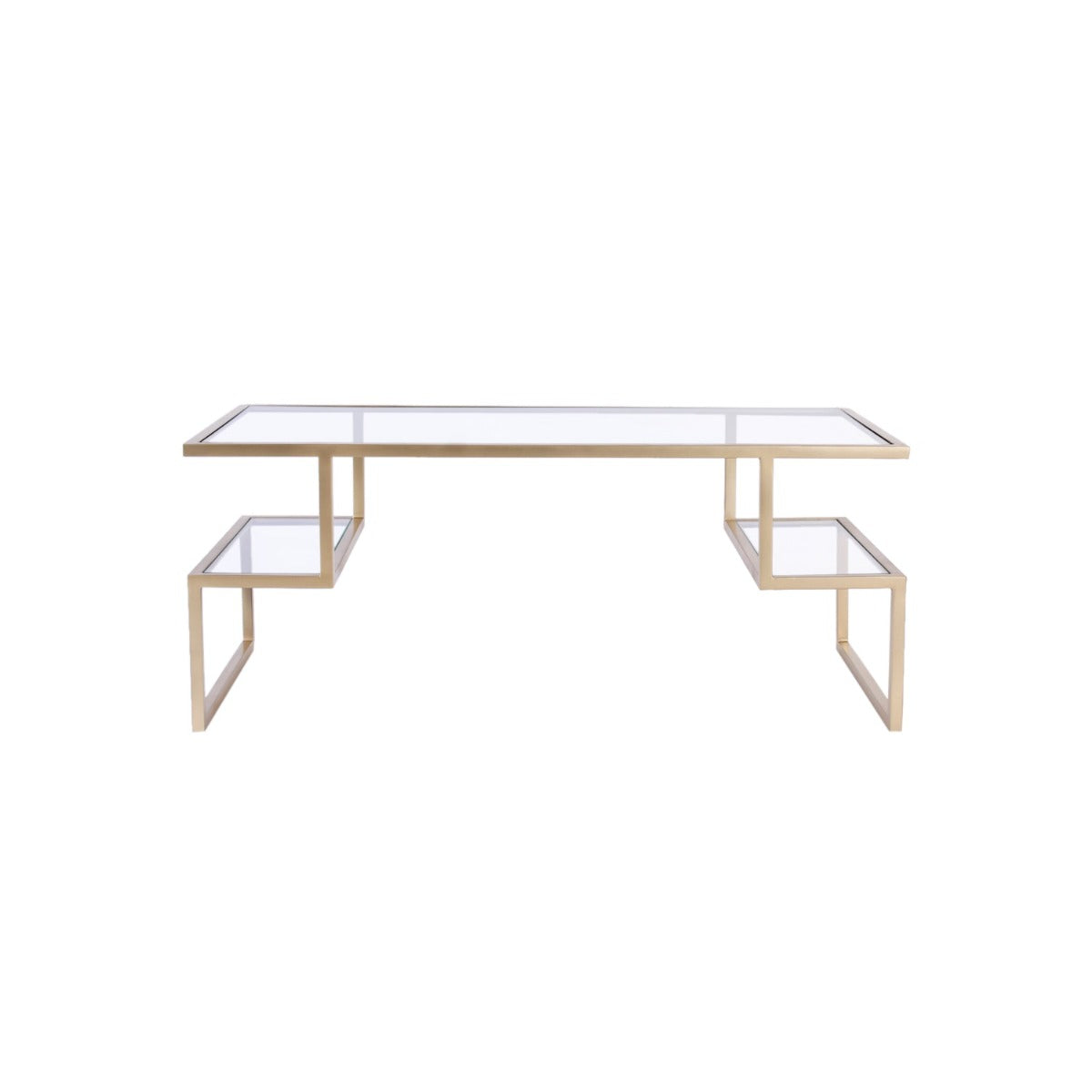 Cupholder Craze Glass Coffee Table In Gold Finish