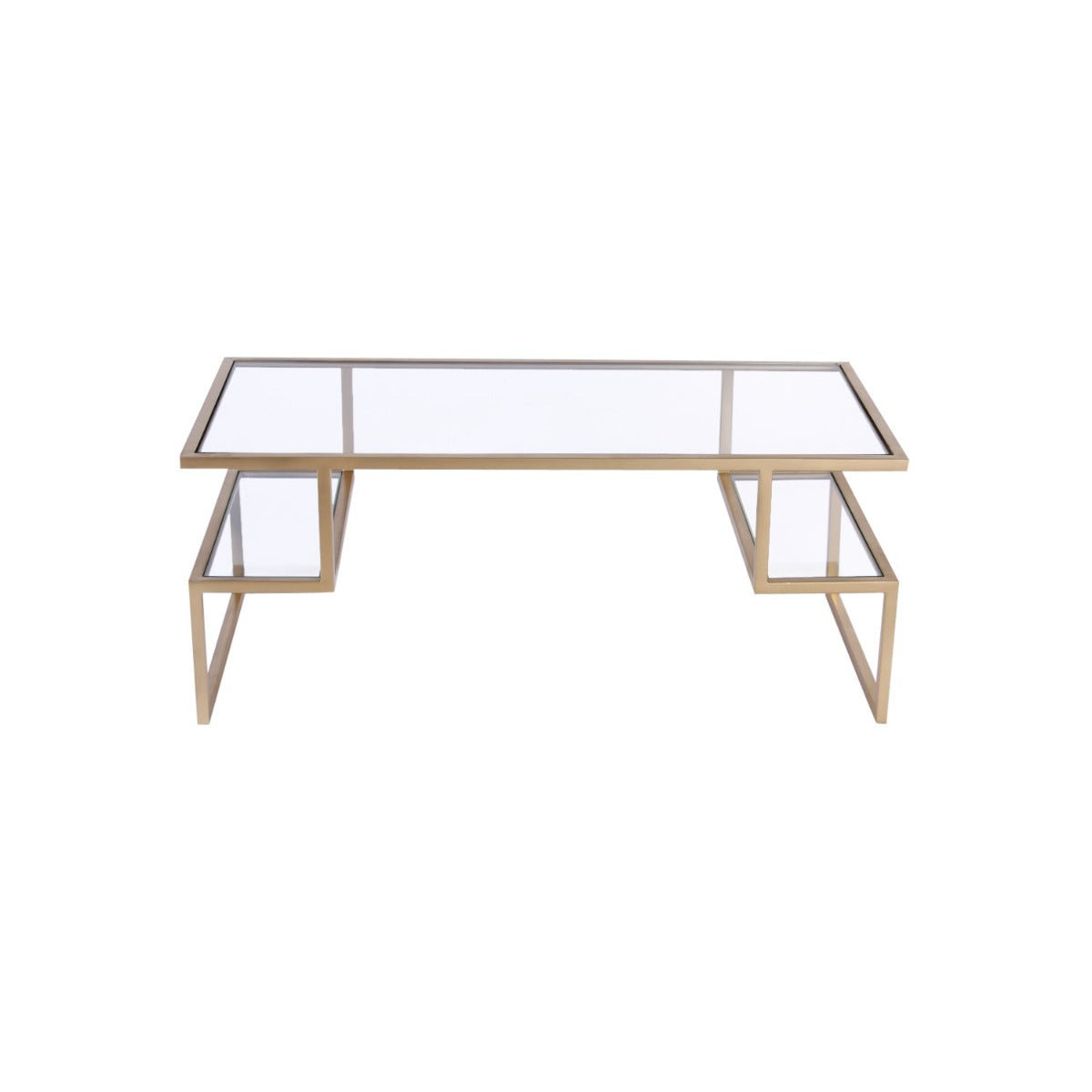 Cupholder Craze Glass Coffee Table In Gold Finish