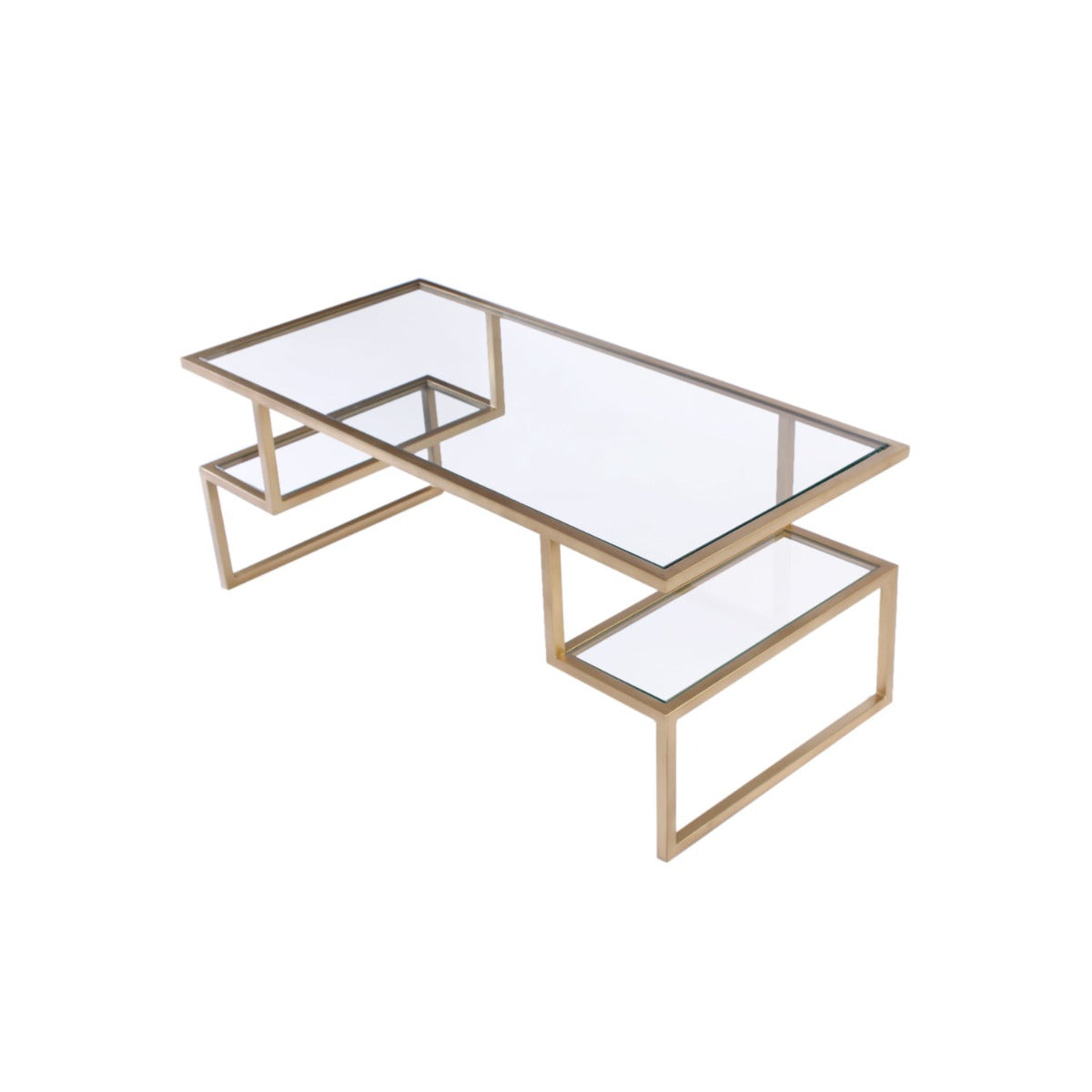 Cupholder Craze Glass Coffee Table In Gold Finish