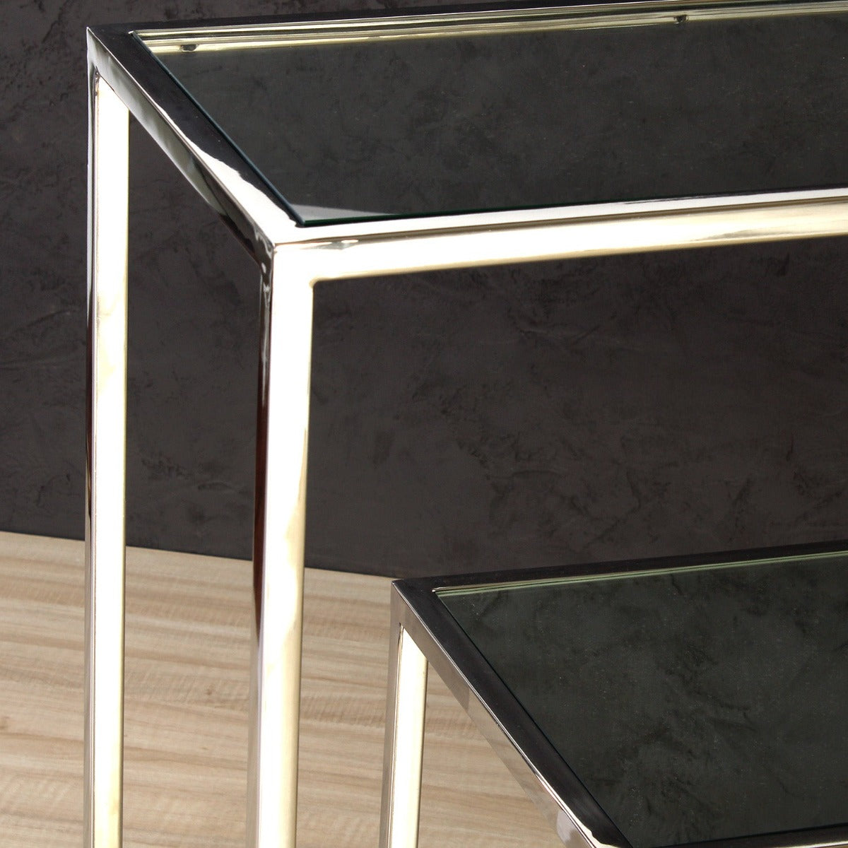 Ethos Glass Console Table In Chrome Finish